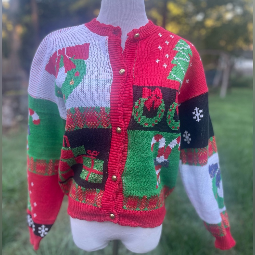 Festive Red and Green Holiday Cardigan